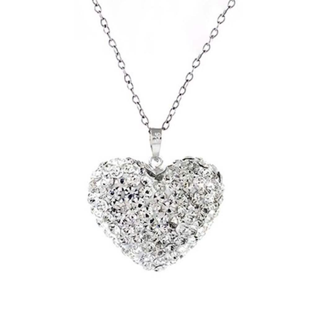 Bubble Heart Pendant in Solid Sterling Silver Made with Swarovski Elements DailySale