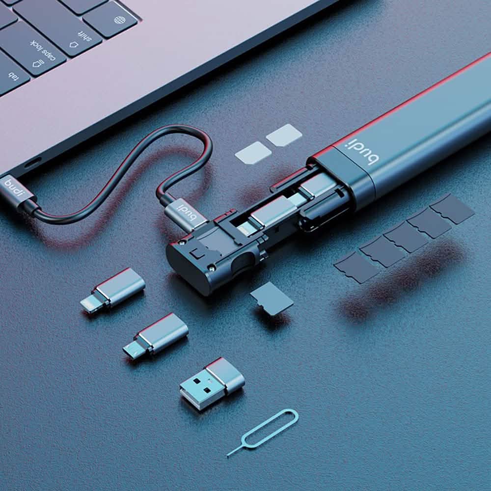 BUDI Multi-function Smart Adapter Card Storage Data Cable USB Box DailySale