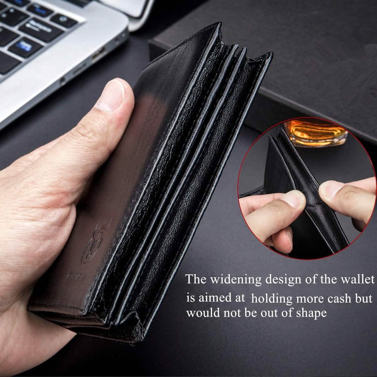 Bullcaptain Large Capacity Genuine Leather Bifold Wallet/Credit Card Holder DailySale