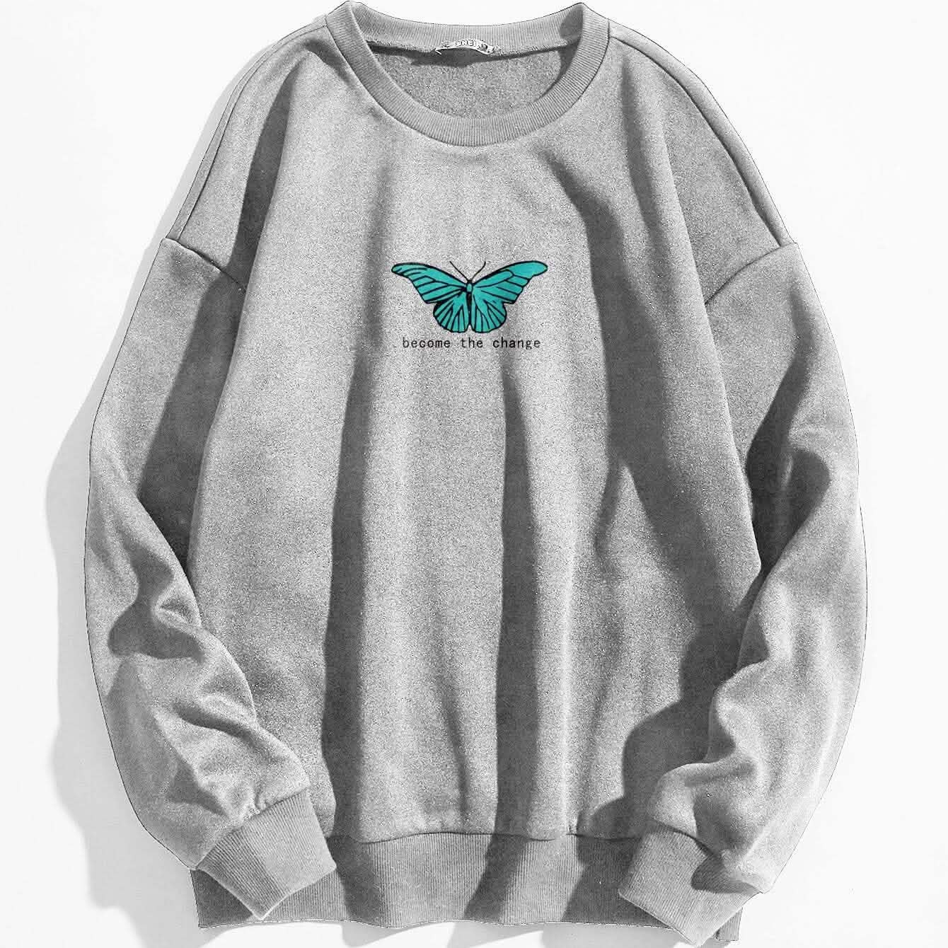 Butterfly & Slogan Graphic Thermal Sweatshirt DailySale