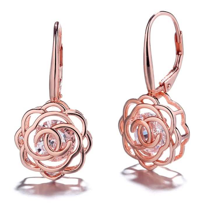 Caged Swarovski Crystal Rose Lever Back Earrings DailySale