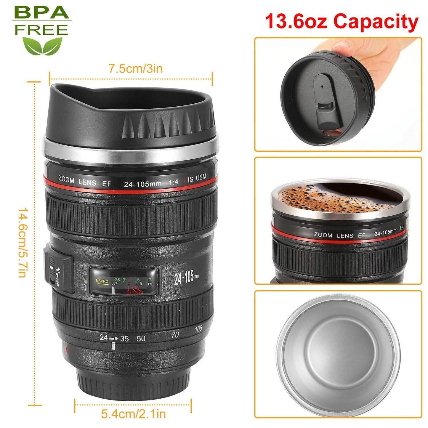Camera Lens Coffee Mug Cup 13.6oz DailySale
