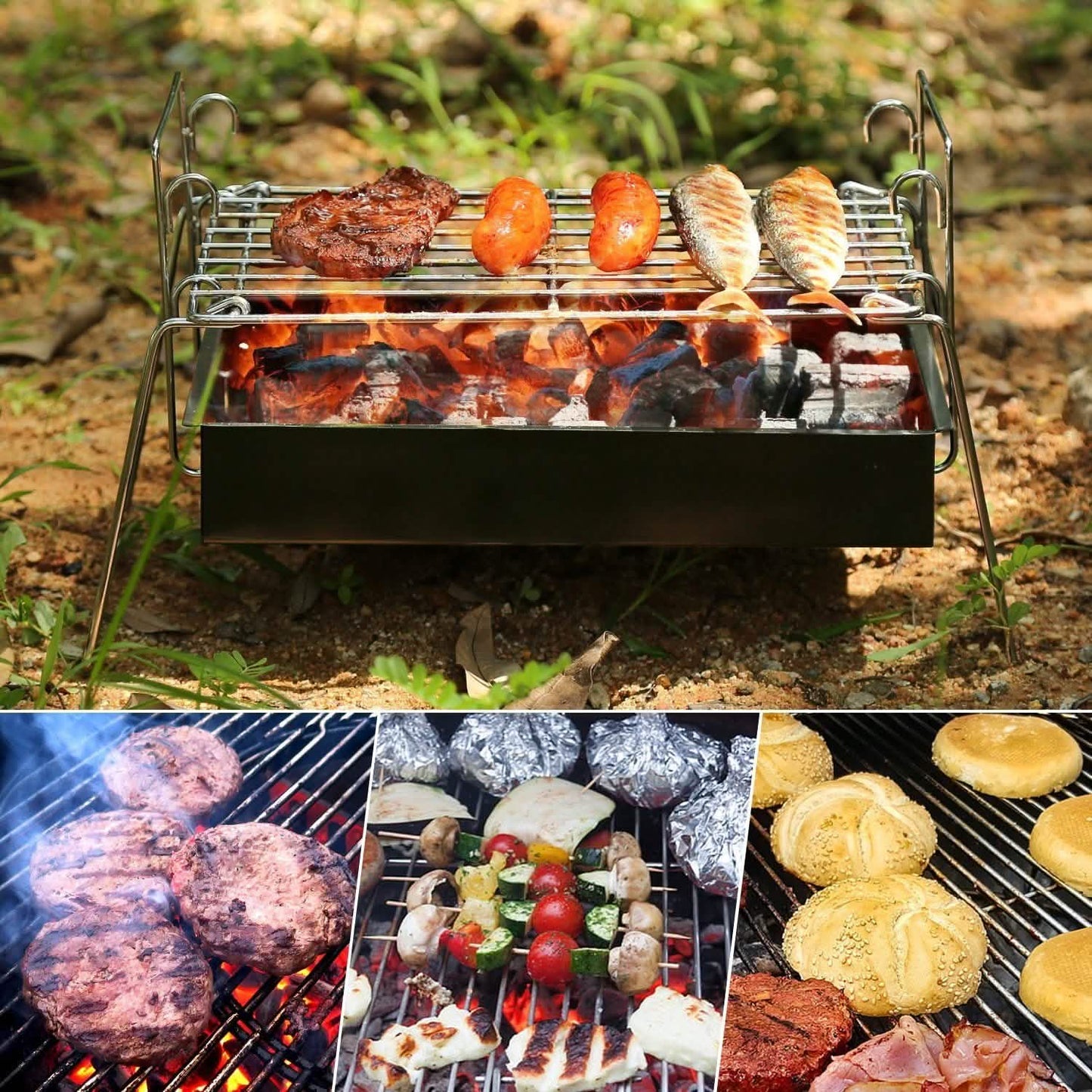 Camping Grill Barbecue Tool Folding & Lightweight Steel Mesh Portable DailySale