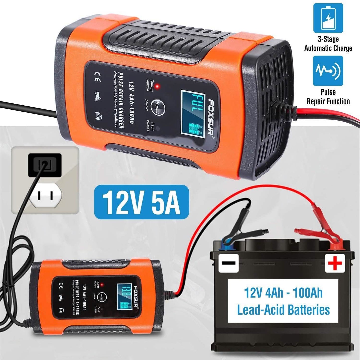Car Battery Charger 12V 5A Recover Pulse Repair DailySale