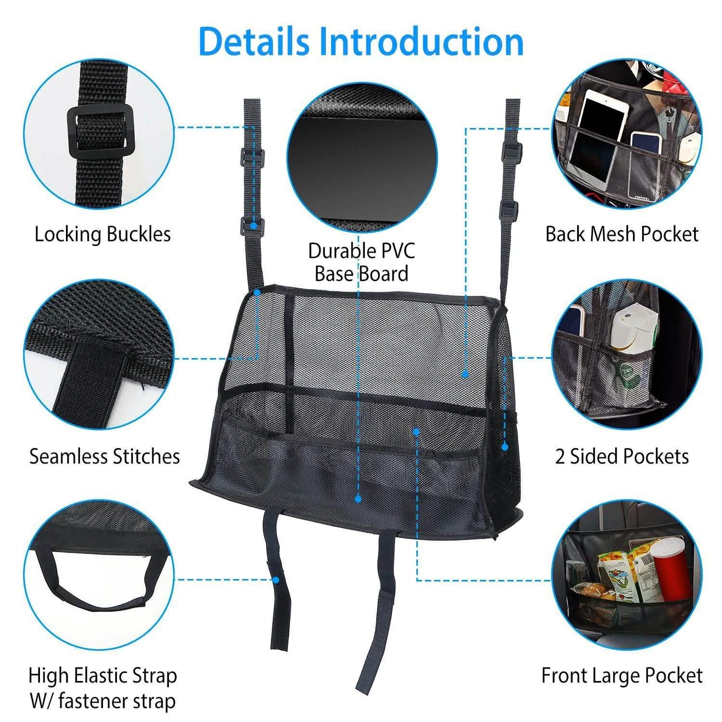 Car Storage Netting Pouch Seat Side Storage Mesh Organizer Bag DailySale