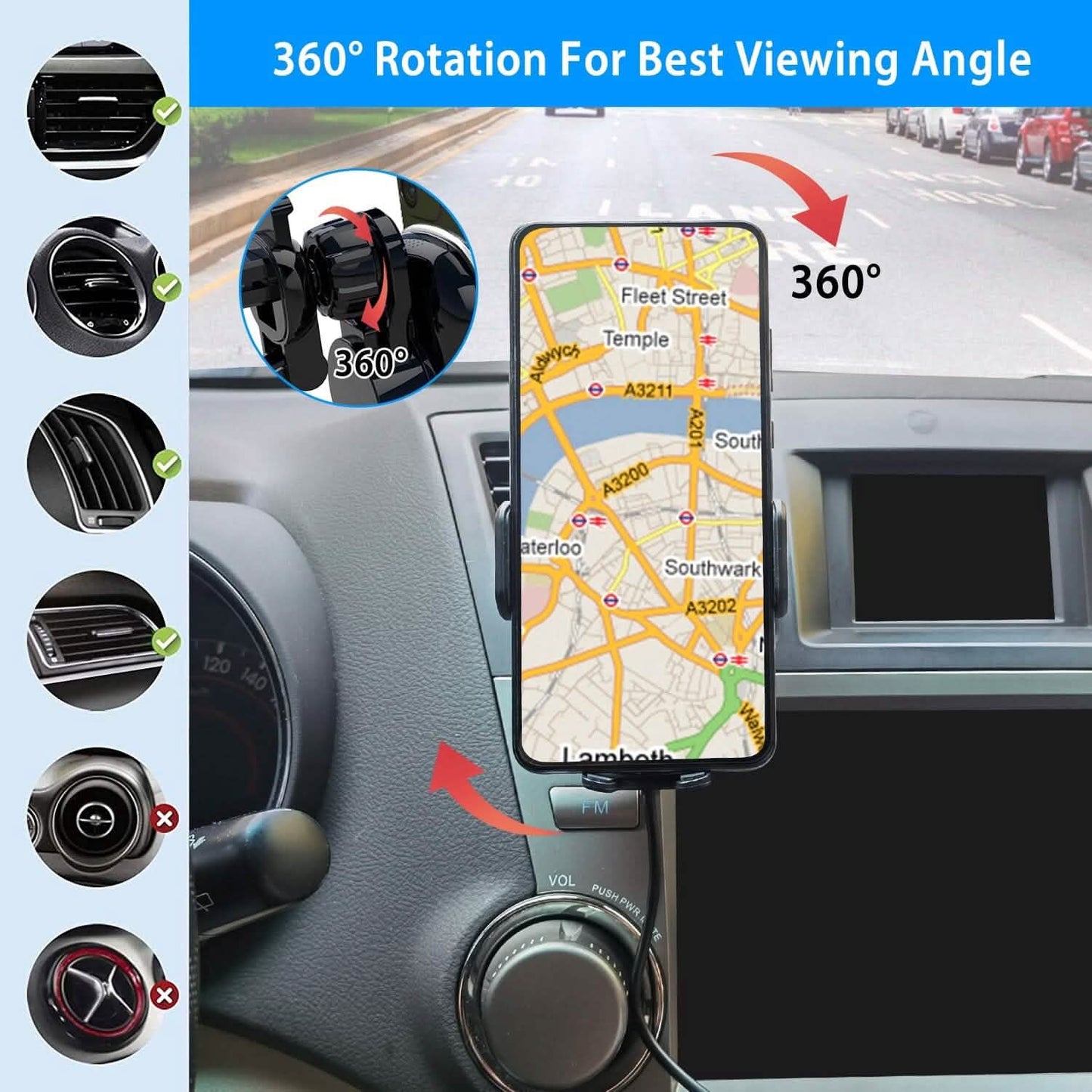 Car Wireless Phone Charger Car Air Vent Phone Mount DailySale