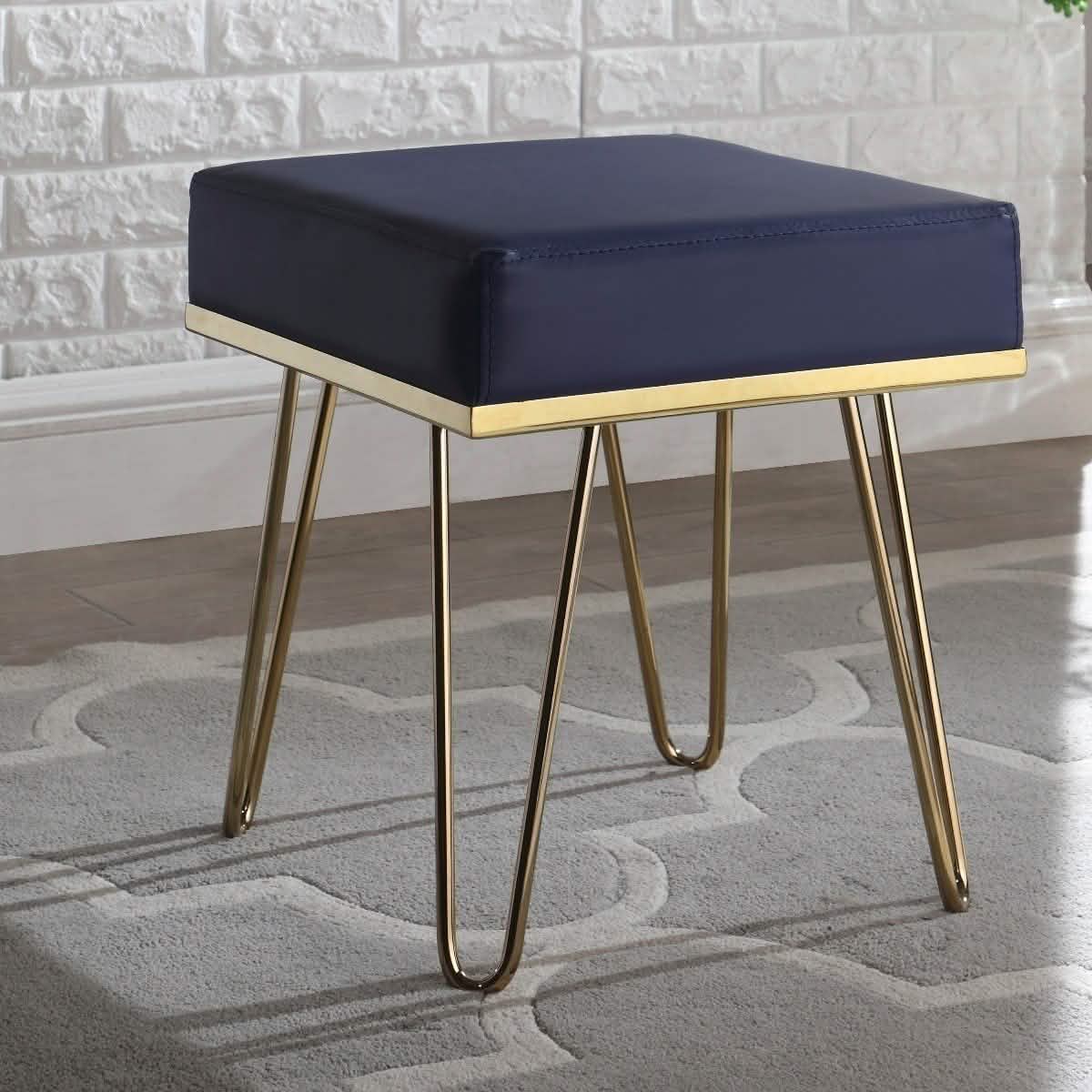Catheau Square Ottoman Brass Finished Frame Hairpin Legs DailySale