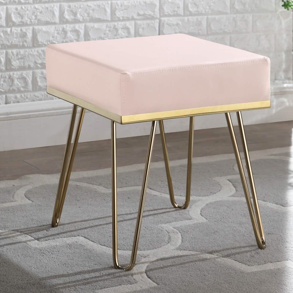 Catheau Square Ottoman Brass Finished Frame Hairpin Legs DailySale