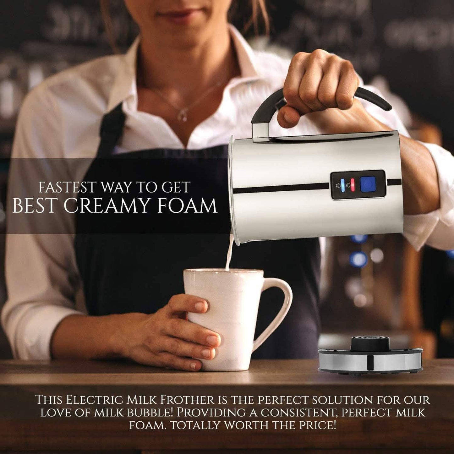 Chef's Star Milk Frother - Automatic Foam Maker & Creamer For Hot Or Cold Milk Steamer DailySale