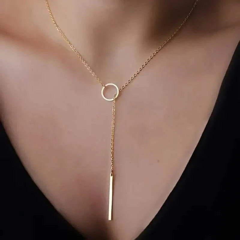 Chic Ethnic-Inspired Alloy Circle & Rod Pendant Necklace DailySale