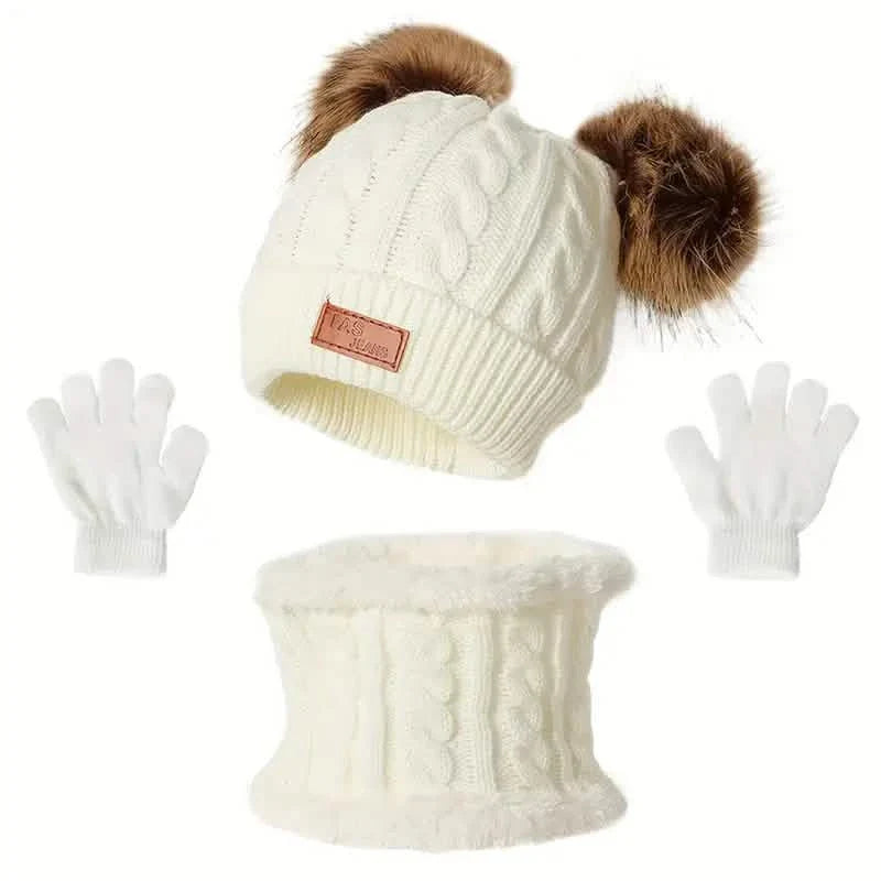 Children's Winter Knitted Wool Lining Warm Hat, Scarf, Glove Set For 2-5 Year Old Boys And Girls DailySale