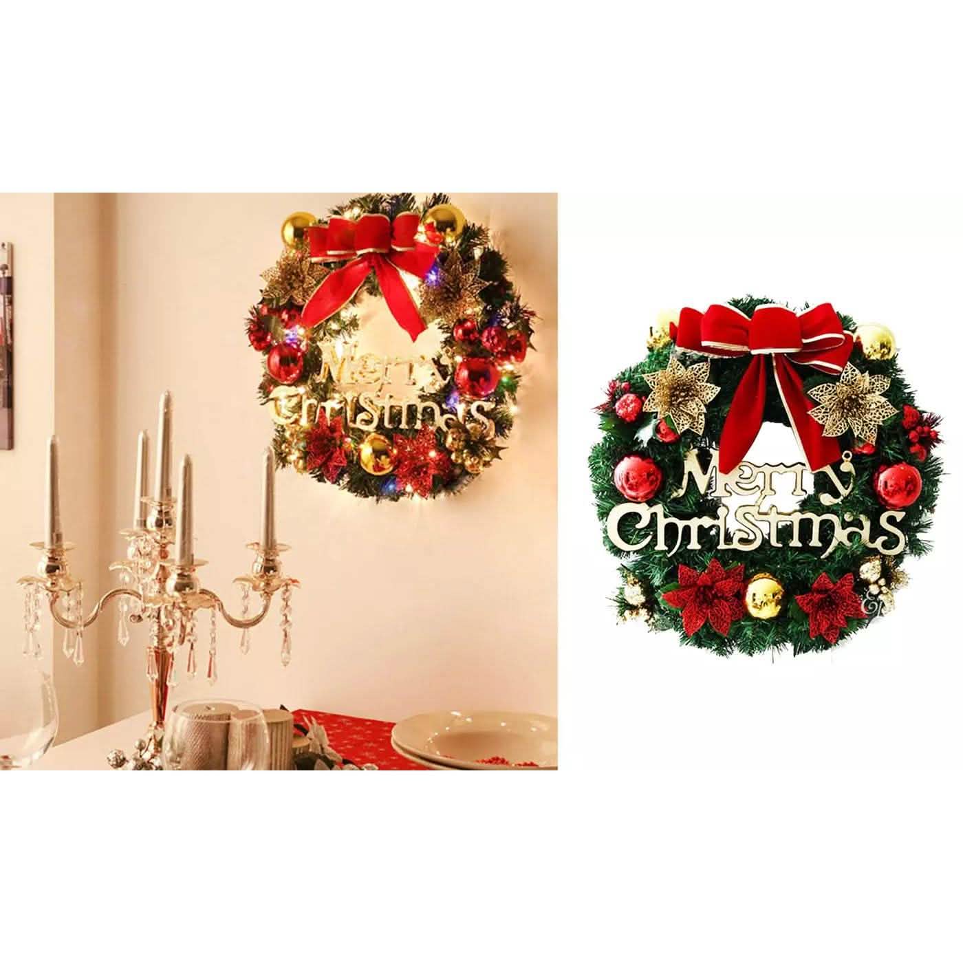 Christmas Xmas Wreath Home Door Wall Ornament Garland Bowknot Party Decoration DailySale