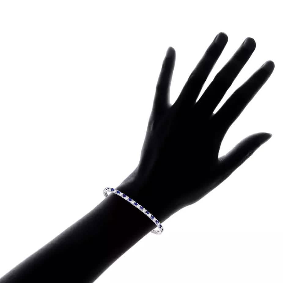 Classic Created Blue Sapphire Tennis Bracelet with Gift Box by MUIBLU Gems DailySale