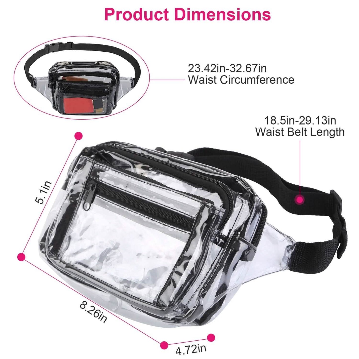 Clear Fanny Pack Unisex Transparent Waist Pouch Belt Bag DailySale