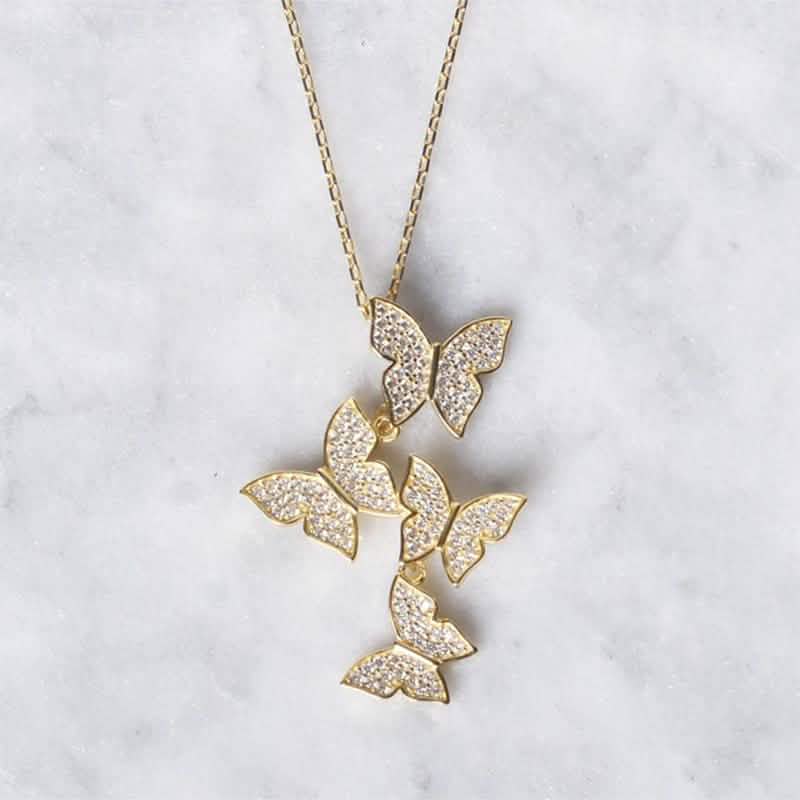 Cluster Hanging Butterflies Necklace - Assorted Colors DailySale
