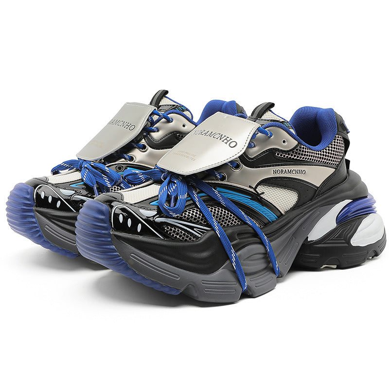 Aero Blue Platform Running Sneakers - Electric Cobalt Tech-Wear Trainers | LuxuryUrbanwear - Luxuryurbanwear