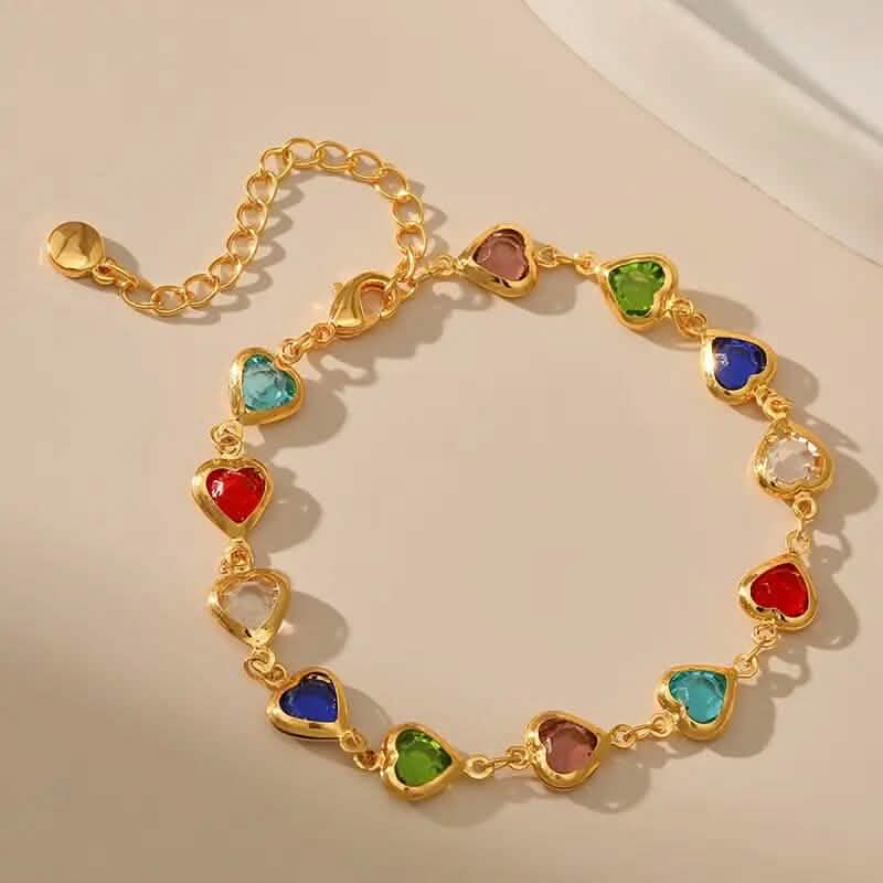 Colorful Heart-Shaped Zirconia Bracelet DailySale
