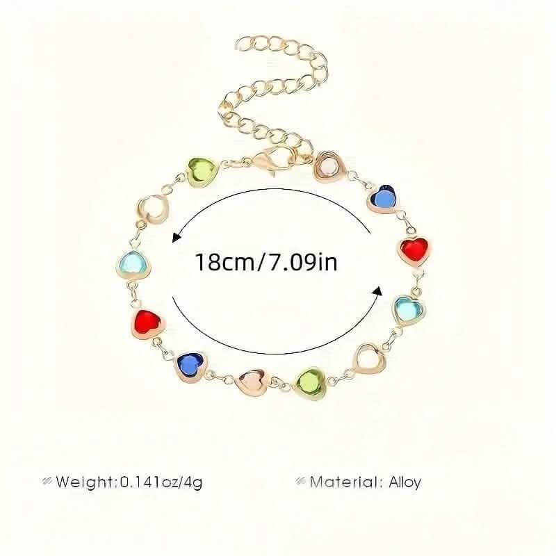 Colorful Heart-Shaped Zirconia Bracelet DailySale