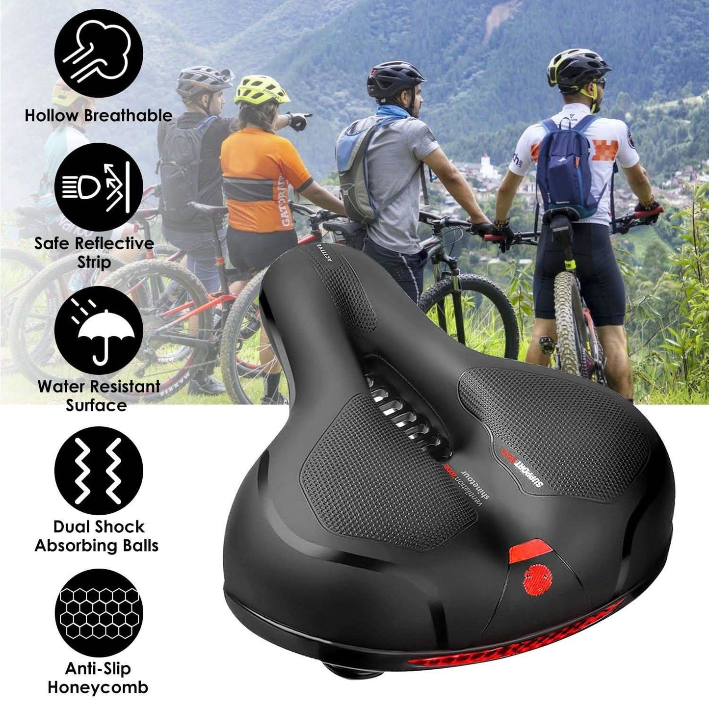 Comfortable Bike Seat Water Resistant MTB Bicycle Padded Saddle DailySale