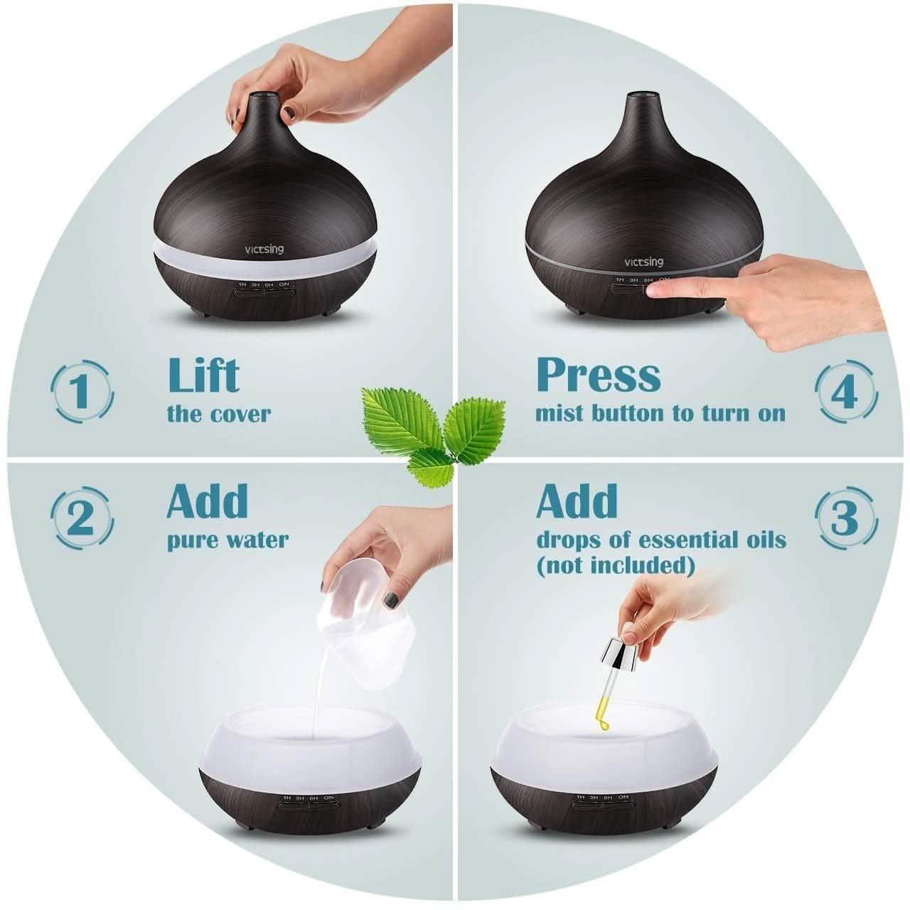 Cool Mist Humidifier Ultrasonic Aromatherapy Diffuser DailySale