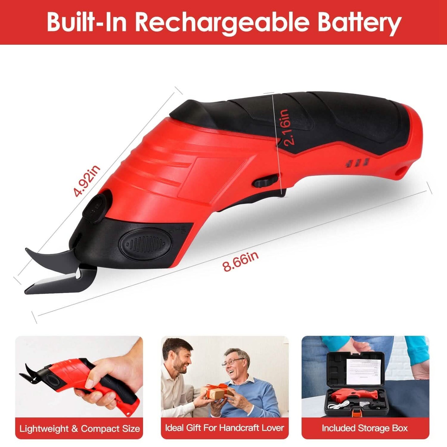 Cordless Electric Scissors Automatic Shears Cutting Tool with Rechargeable Battery 2 Replaceable Blades 10000RPM Fabric Cutter DailySale