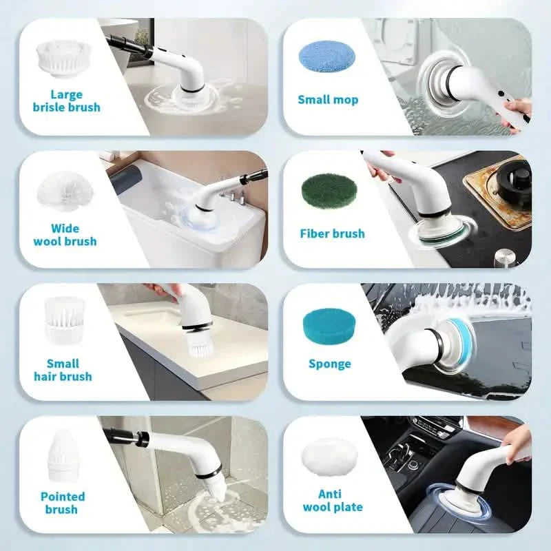 Cordless Power Spinning Cleaner Brush - 8 Replaceable Brush Heads DailySale