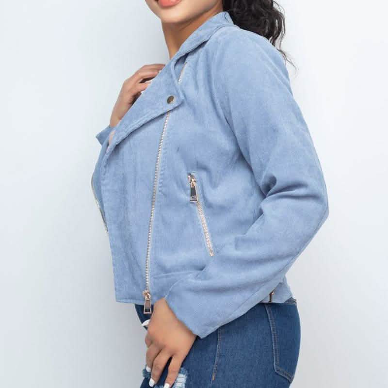 Corduroy Zipper Moto Jacket DailySale