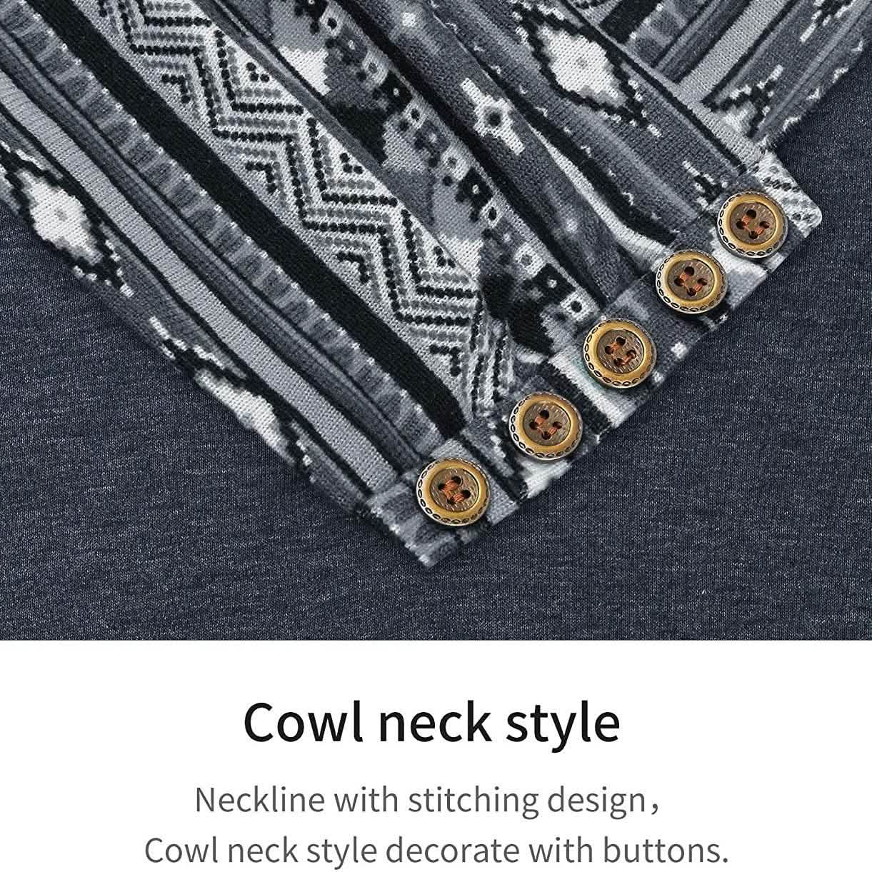 Cowl Neck Long Sleeve Patchwork Top DailySale