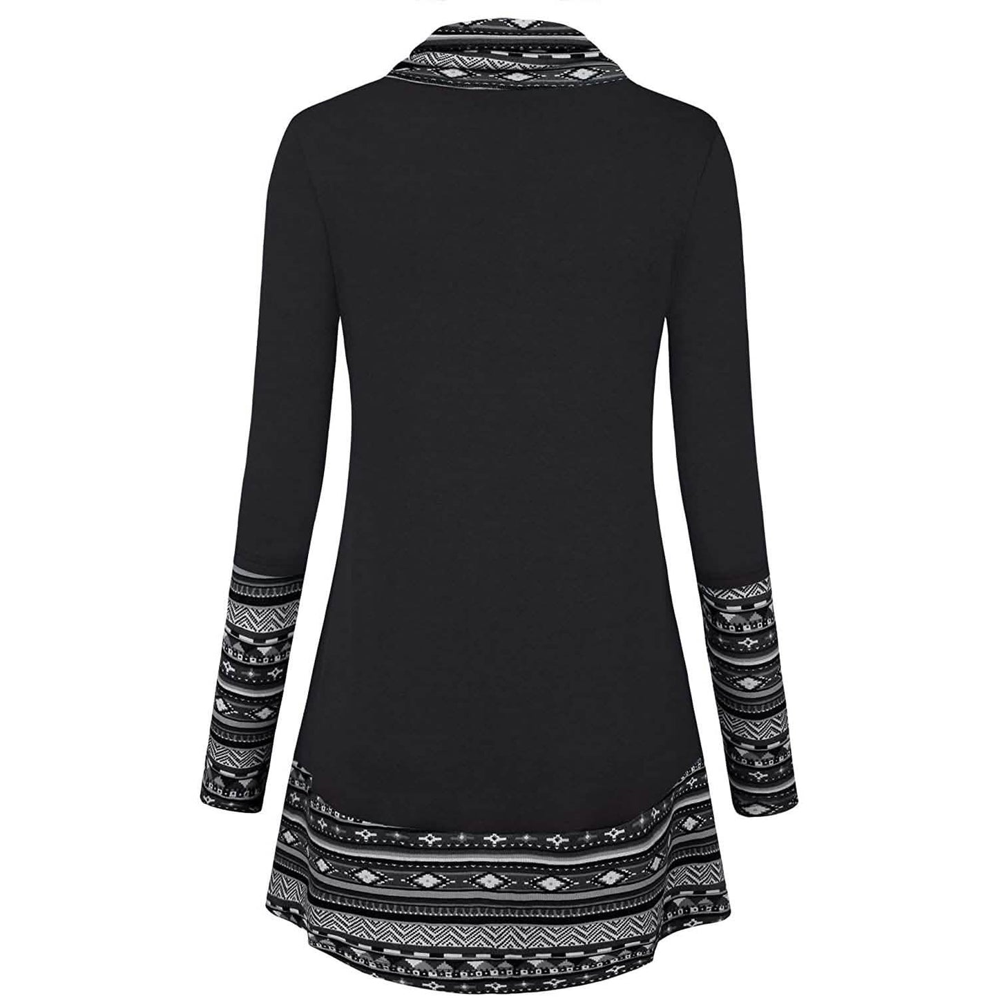 Cowl Neck Long Sleeve Patchwork Top DailySale