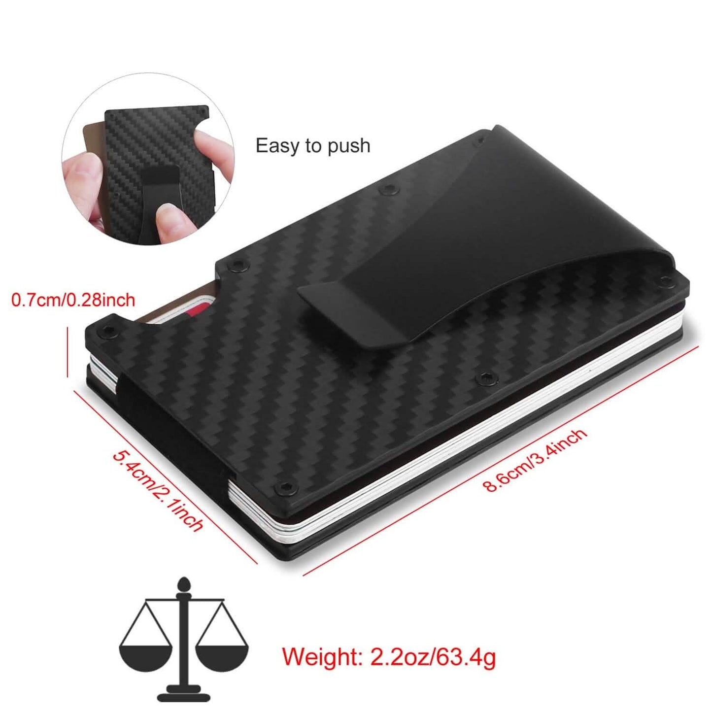 Credit Card Holder with Cash Clip Carbon Fiber RFID Blocking Scan for Men DailySale