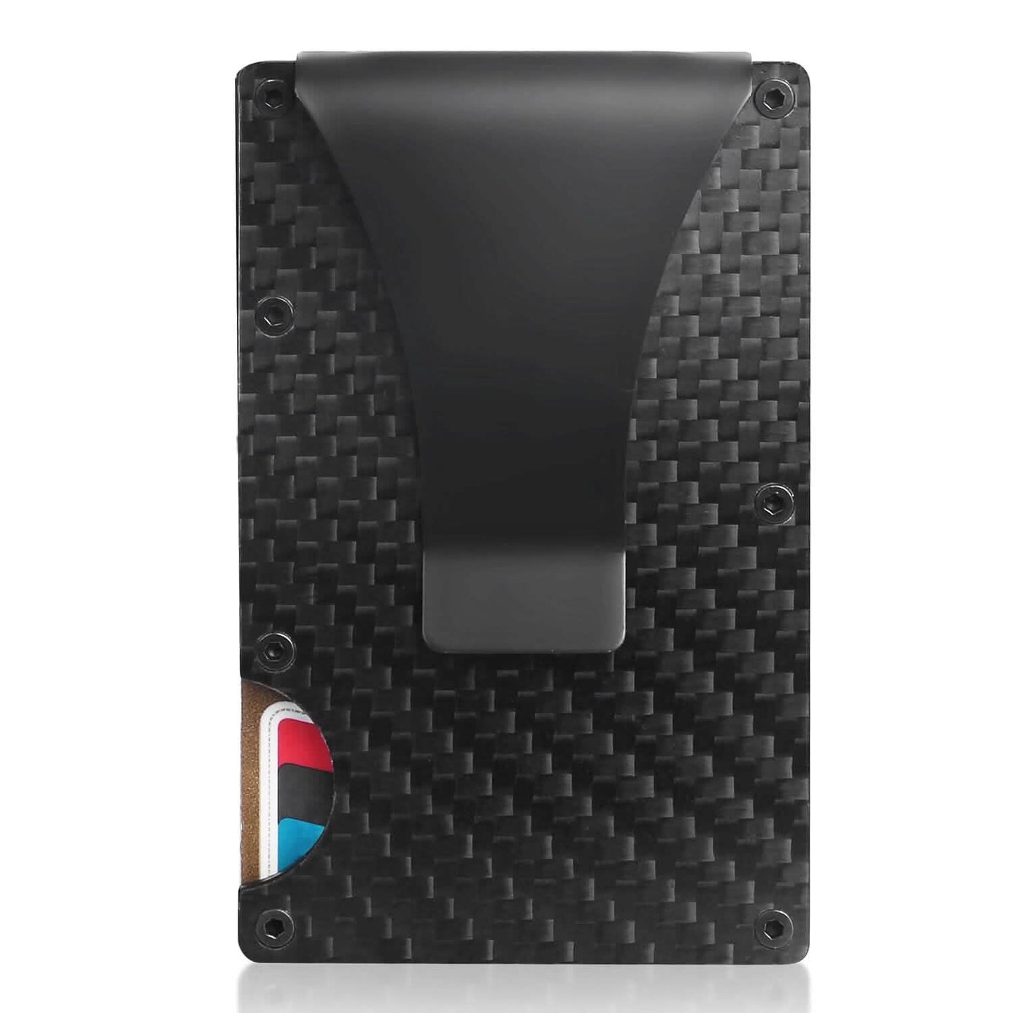 Credit Card Holder with Cash Clip Carbon Fiber RFID Blocking Scan for Men DailySale
