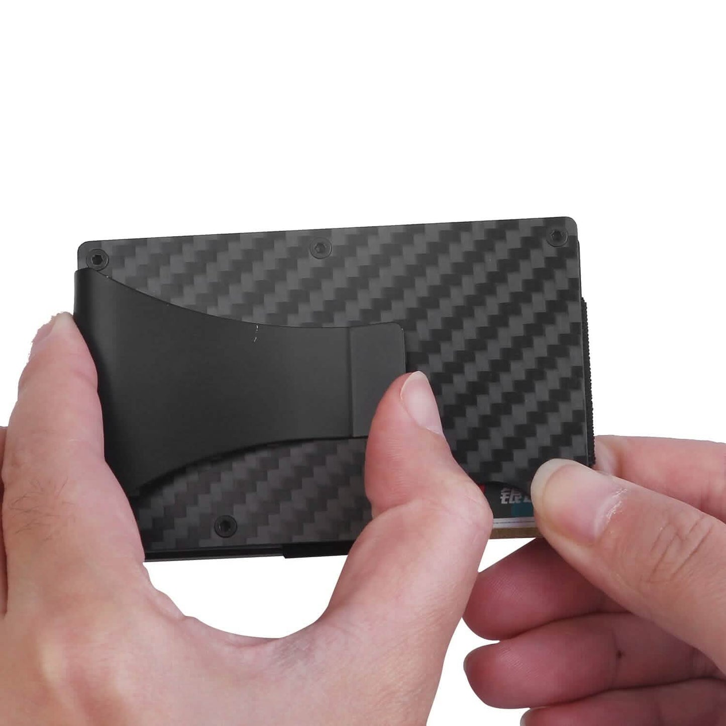 Credit Card Holder with Cash Clip Carbon Fiber RFID Blocking Scan for Men DailySale