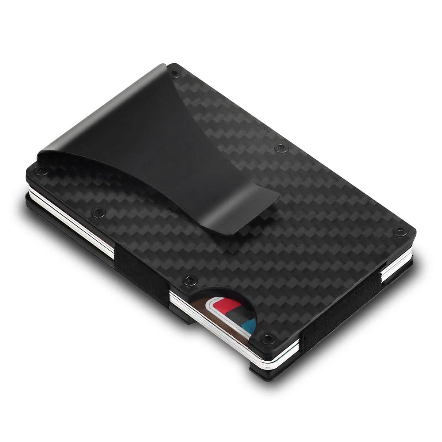 Credit Card Holder with Cash Clip Carbon Fiber RFID Blocking Scan for Men DailySale