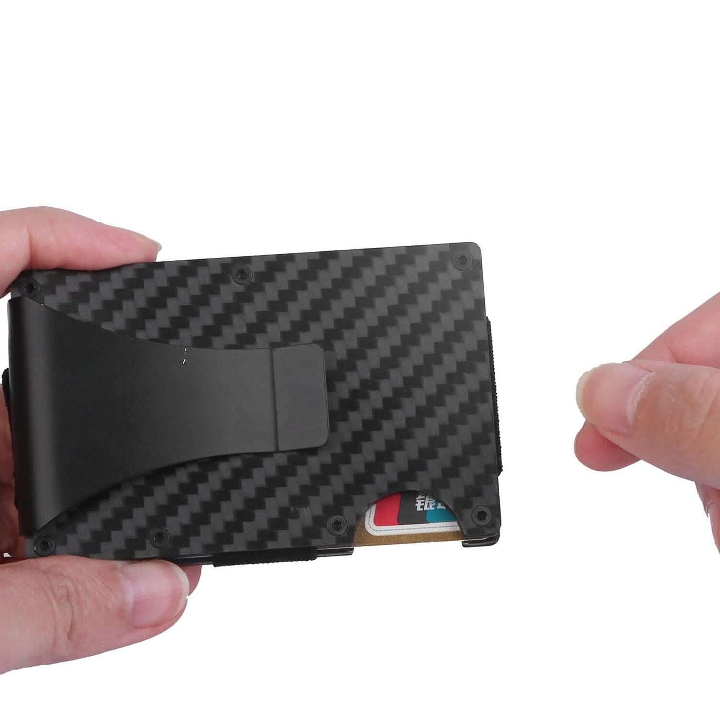 Credit Card Holder with Cash Clip Carbon Fiber RFID Blocking Scan for Men DailySale