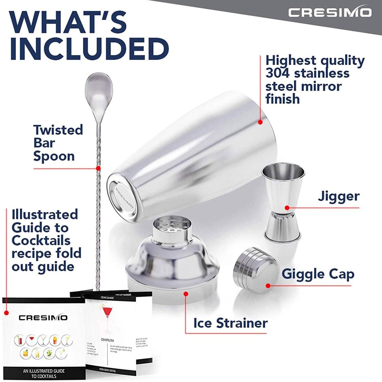 Cresimo 24 Ounce Cocktail Shaker Bar Set DailySale