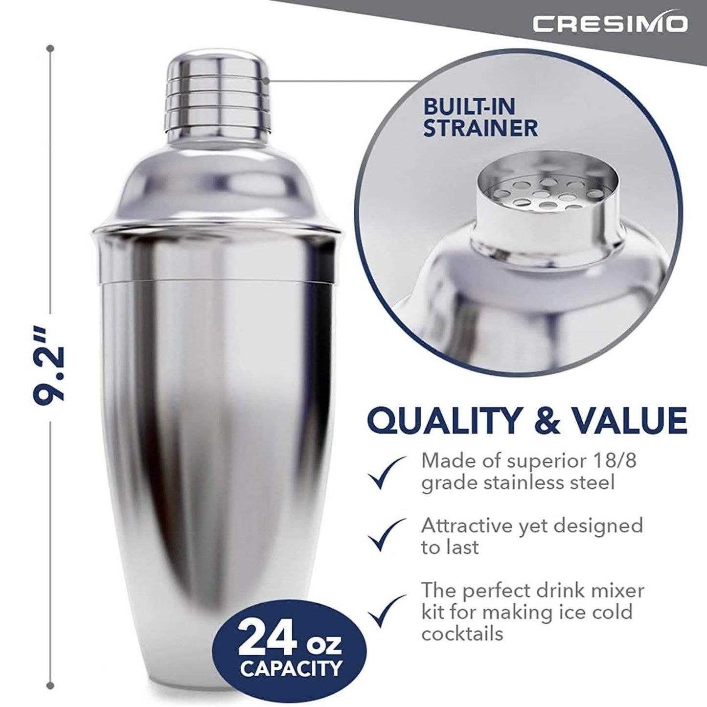 Cresimo 24 Ounce Cocktail Shaker Bar Set DailySale