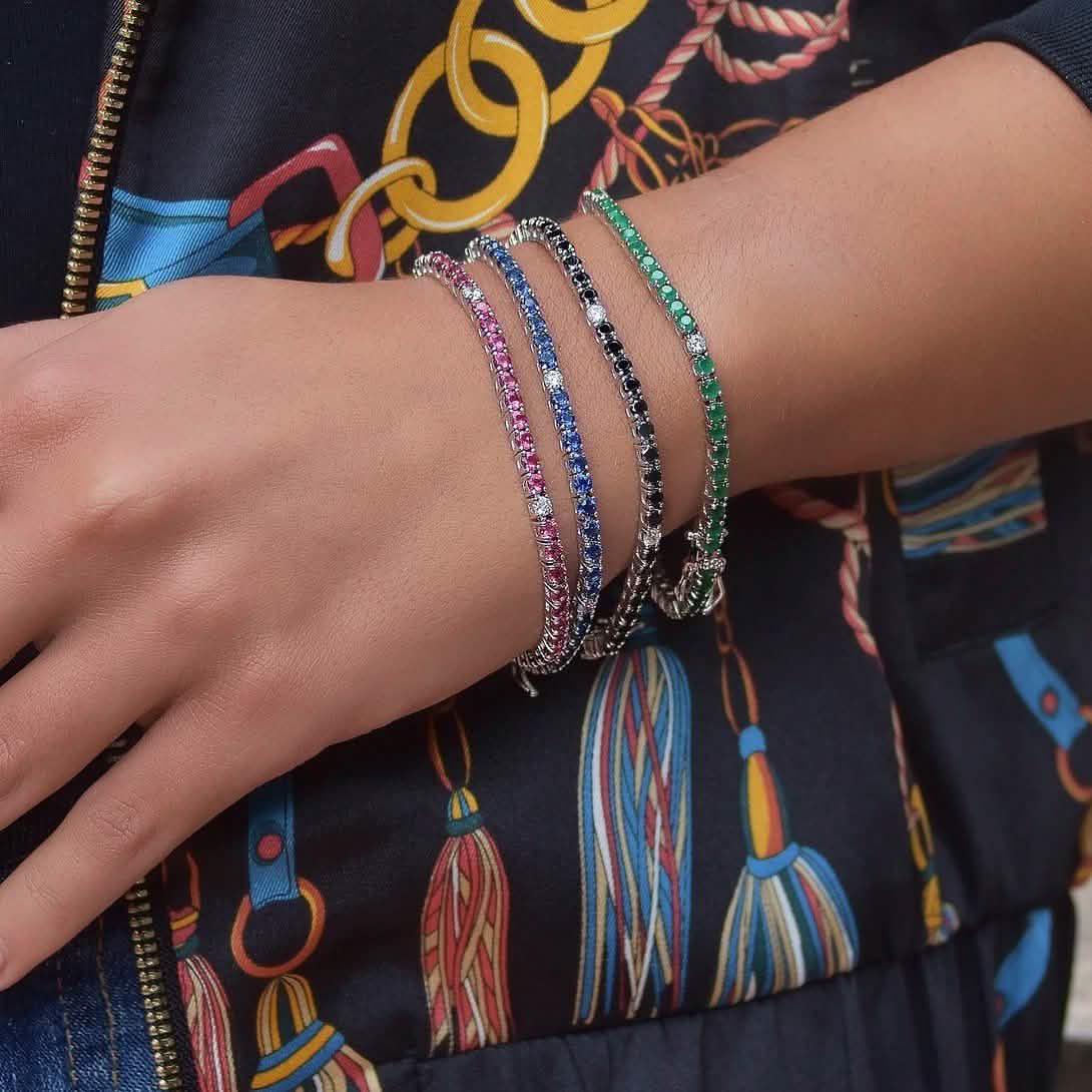 Crystal Accent Colored Stone Tennis Bracelet DailySale