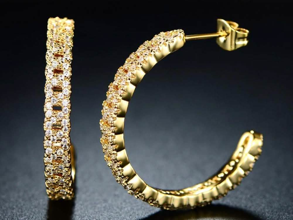 Cuban Chain Hoop Earrings Made with Swarovski Crystals DailySale