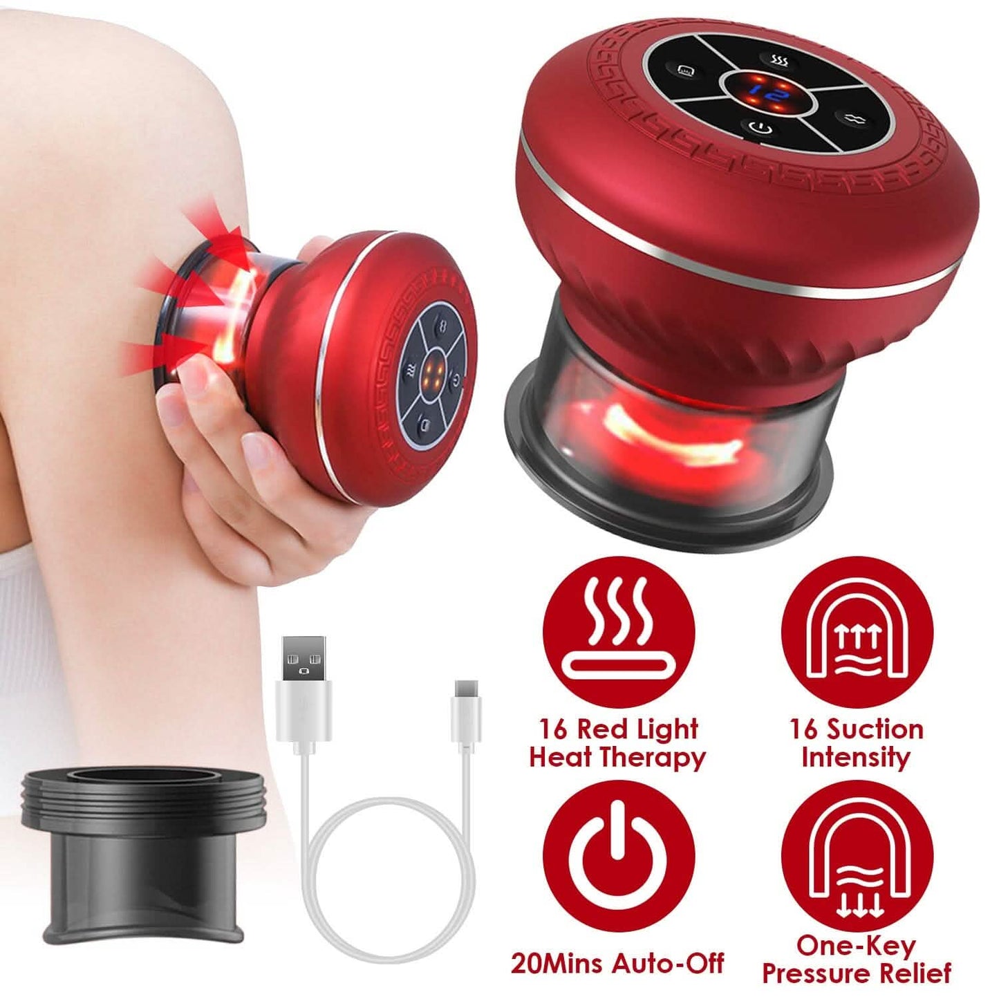 Cuppin Therapy Massager with Red Light Heat Therapy 16 Level Temperature DailySale