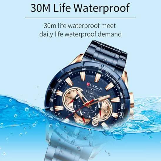 CURREN Men's Multifunctional Chronograph Calendar Quartz Waterproof Full Steel Watch DailySale