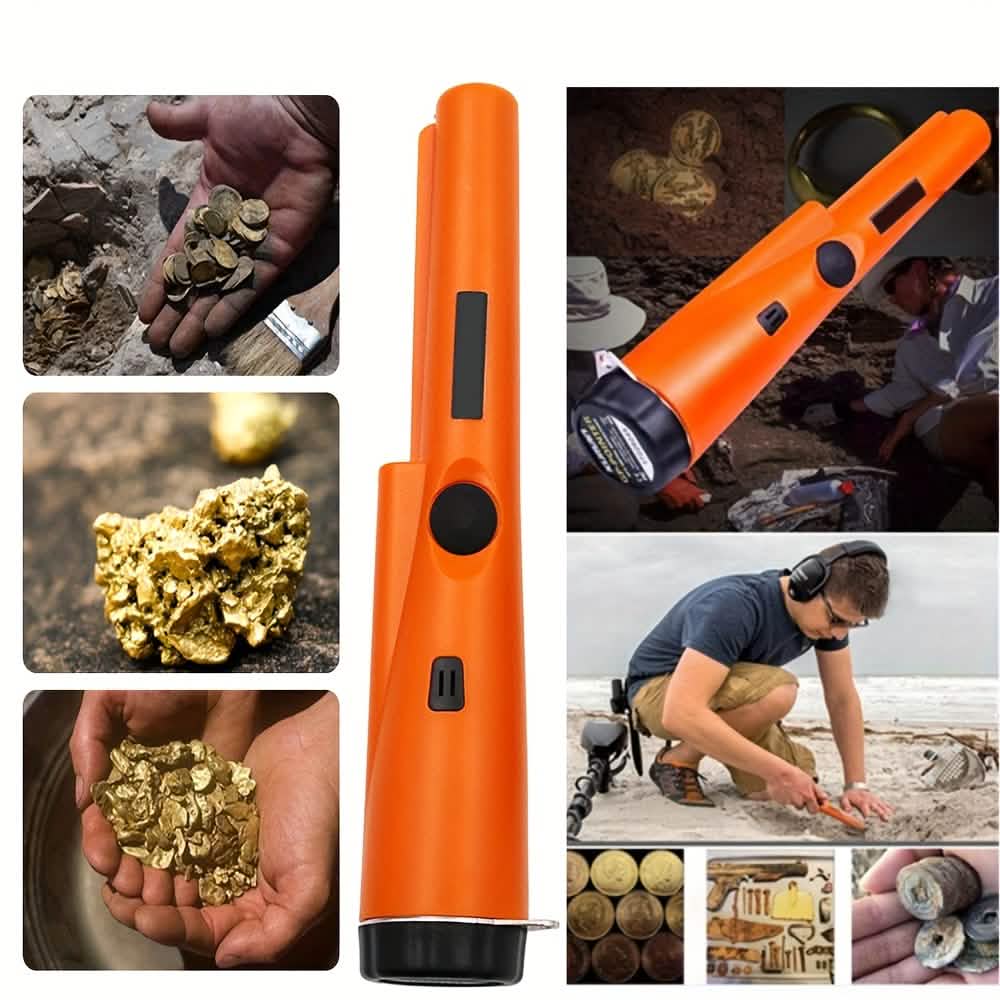 360° Pinpointer Metal Detector with LED, Vibration & Holster (Orange) DailySale