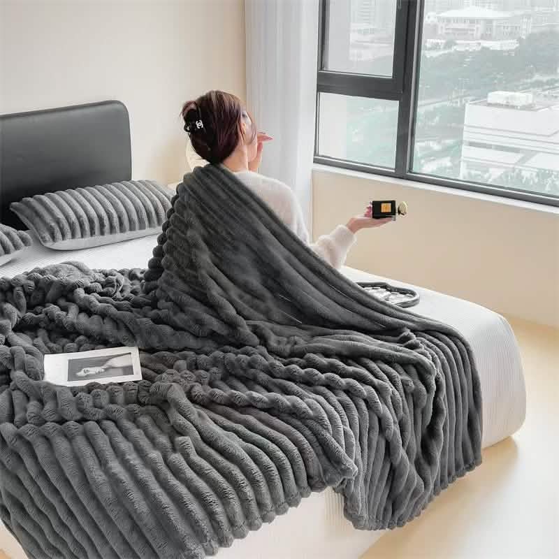 Ultra-Soft Double-Sided Fleece Blanket – Gray (All-Season) DailySale