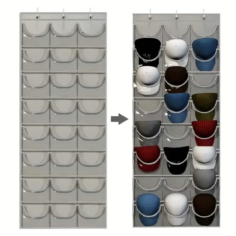 24-Grid Hanging Door Organizer – Space-Saving Nylon Storage with Clear Pockets DailySale