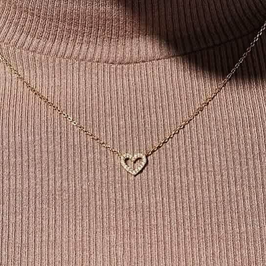 Dainty Diamond Heart Necklace Tiny Love Heart Everyday Necklace DailySale