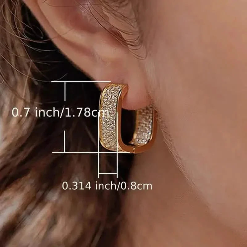 Dainty Paved CZ Hoop Earrings 18k Gold Plated Ear Jewelry DailySale