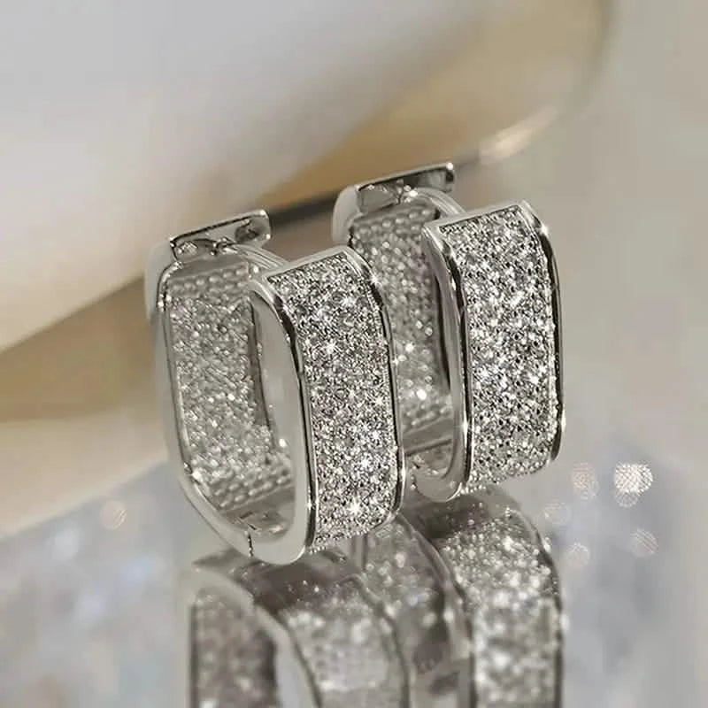 Dainty Paved CZ Hoop Earrings 18k Gold Plated Ear Jewelry DailySale
