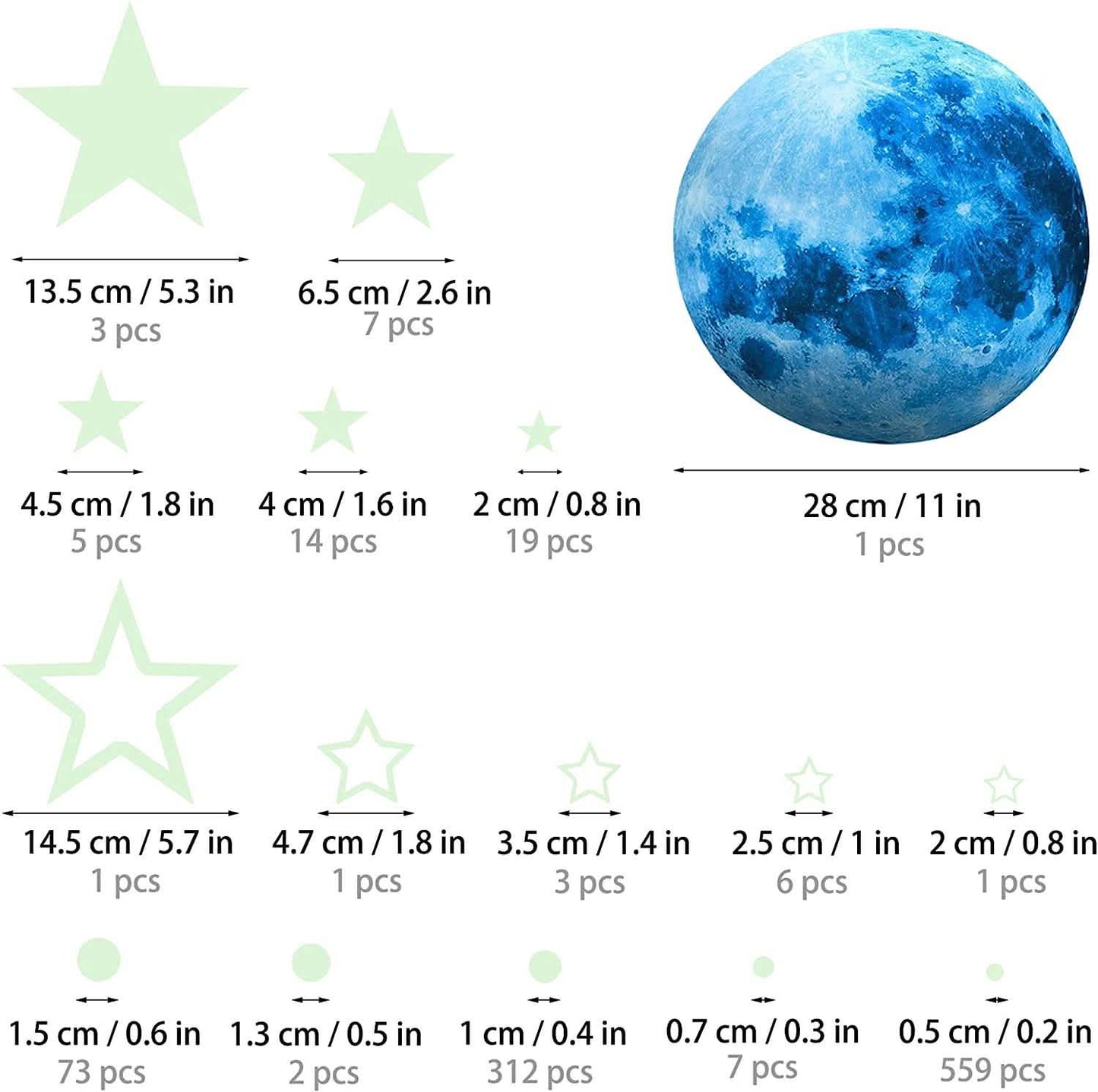 Dark Star Glow and Moon Wall Sticker DailySale