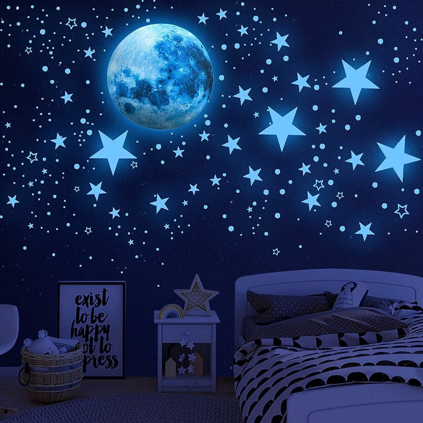 Dark Star Glow and Moon Wall Sticker DailySale