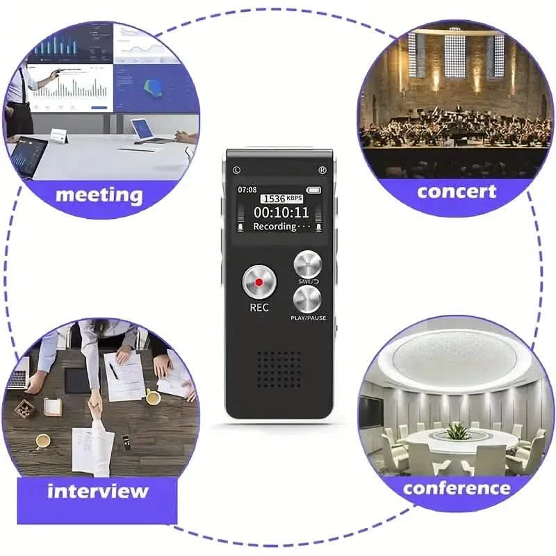 8GB Digital Voice Recorder & MP3 Player – Portable Audio for Meetings & Lectures DailySale
