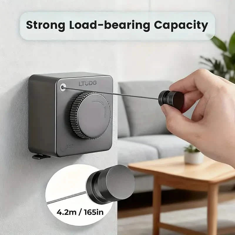 Retractable Clothesline – Heavy-Duty Wall-Mount Laundry Rack DailySale